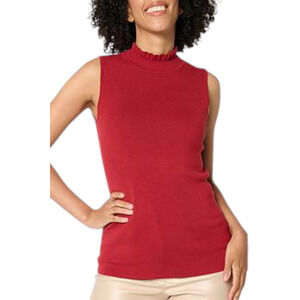 Christian Siriano Women's Baby Ruffle Mock-Neck Tank Top Cherry Red - Regular